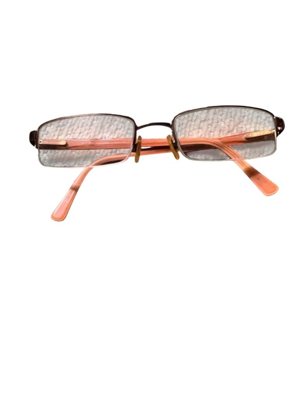 Burberry Rectangular Prescription Eyeglasses Brown & Peach Metal Frame Lightweig